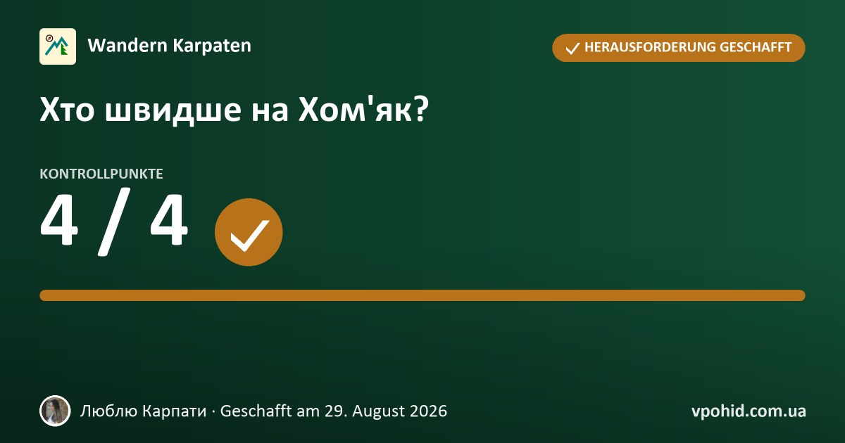 Люблю Карпати bei der Herausforderung „Хто швидше на Хом'як?“