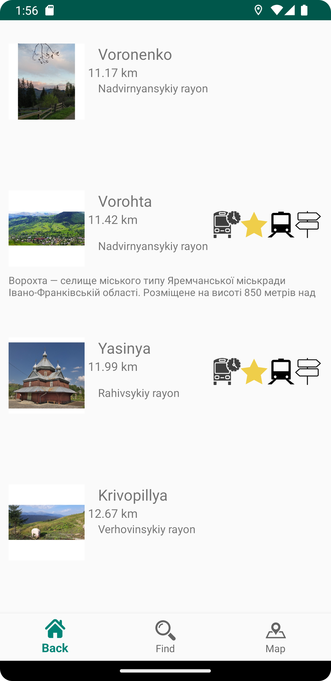 Towns and villages in the mountains